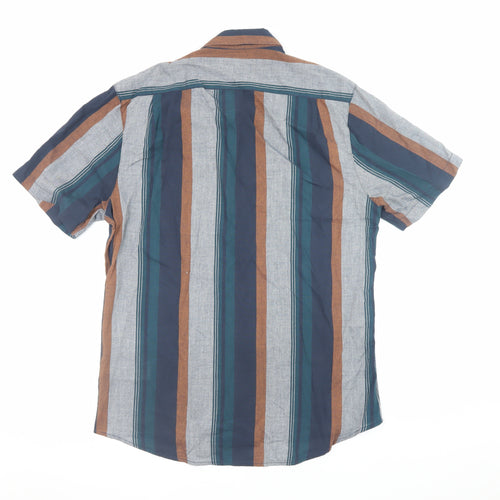Farah Men's Multicoloured Striped Slim Fit Short Sleeve Button-Up Shirt Size L