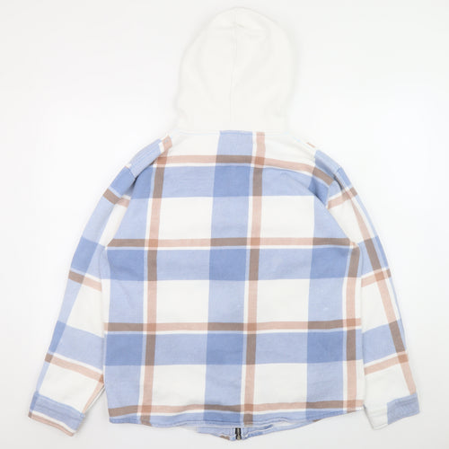 Rising Men’s Blue Check Hooded Full Zip Jacket Size L