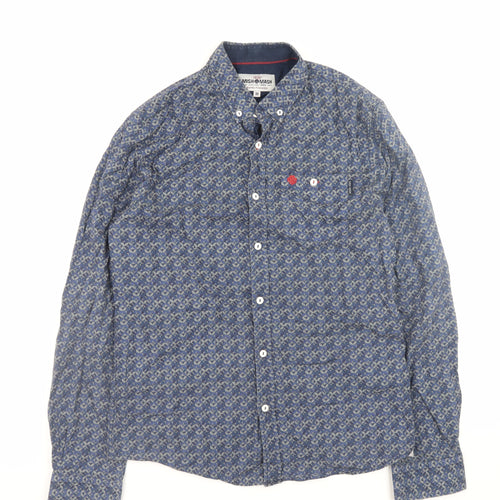 Mish Mash Men's Blue Geometric Button-Down Cotton Shirt Medium