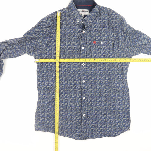 Mish Mash Men's Blue Geometric Button-Down Cotton Shirt Medium