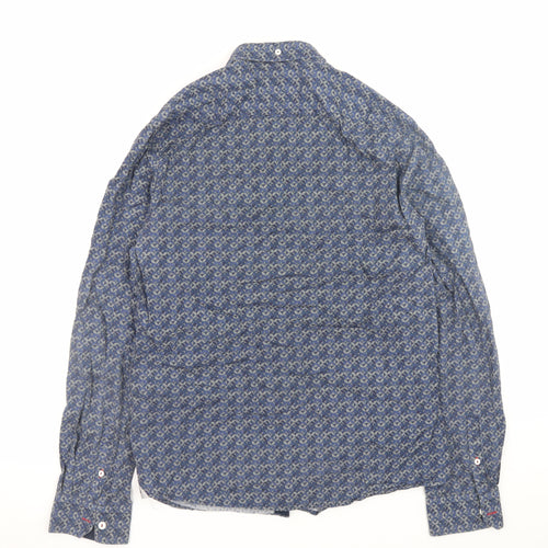 Mish Mash Men's Blue Geometric Button-Down Cotton Shirt Medium