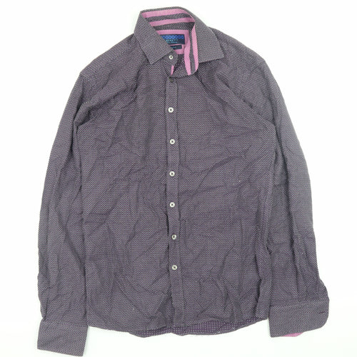 Benetti Men's Purple Slim Fit Geometric Long Sleeve Shirt Size S