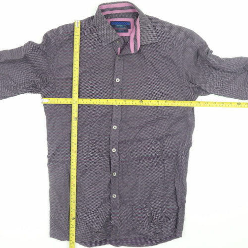 Benetti Men's Purple Slim Fit Geometric Long Sleeve Shirt Size S