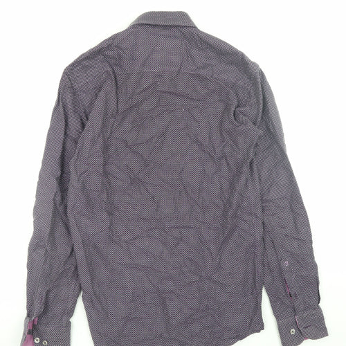 Benetti Men's Purple Slim Fit Geometric Long Sleeve Shirt Size S