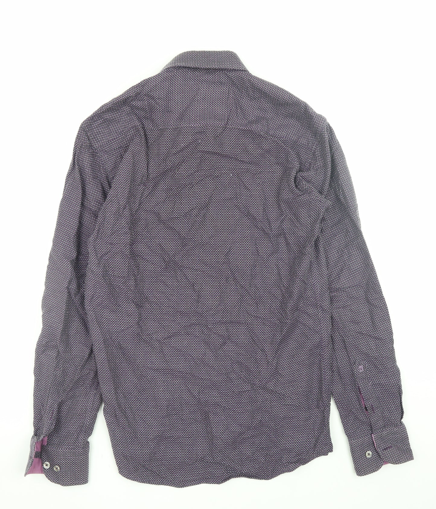 Benetti Men's Purple Slim Fit Geometric Long Sleeve Shirt Size S