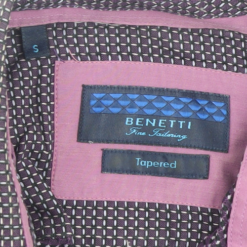 Benetti Men's Purple Slim Fit Geometric Long Sleeve Shirt Size S