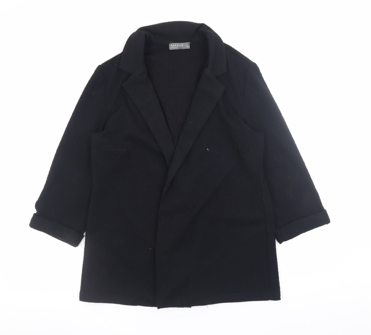 Papaya Petite Women’s Black Blazer Jacket Size 12 Classic Mid-Length