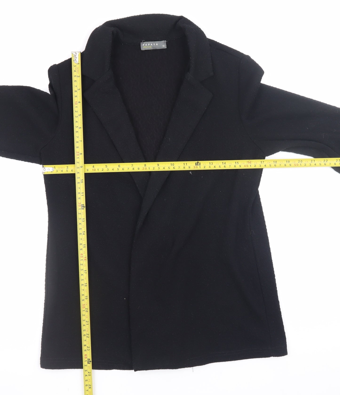 Papaya Petite Women’s Black Blazer Jacket Size 12 Classic Mid-Length