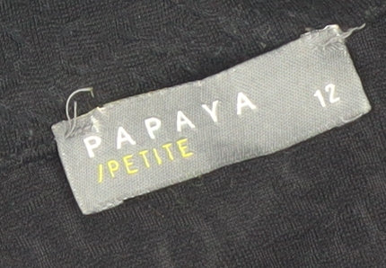 Papaya Petite Women’s Black Blazer Jacket Size 12 Classic Mid-Length