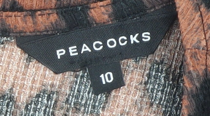Peacocks Women's Brown Leopard Print A-Line Belted Dress Size 10