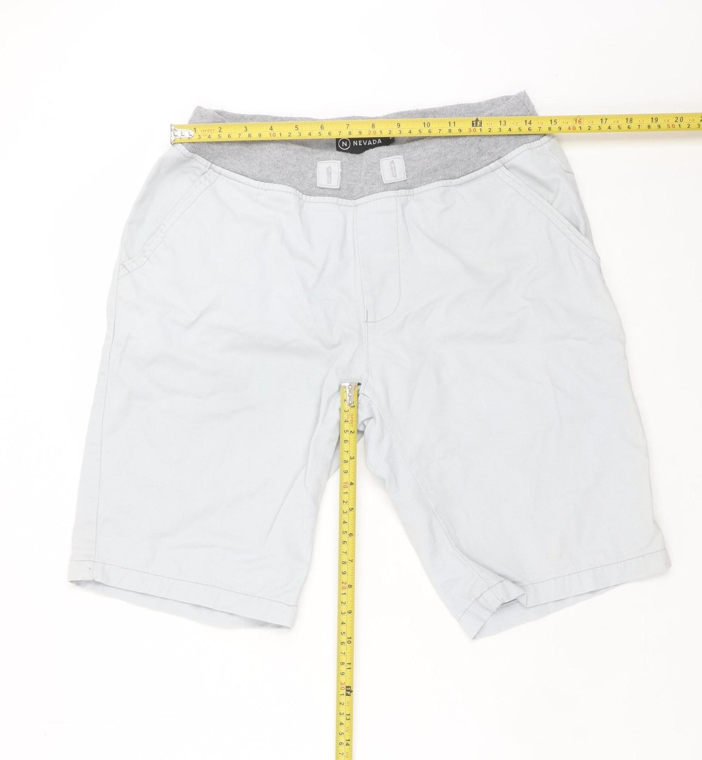 Nevada Men's Grey Chino Shorts Size S Elastic Waist Casual