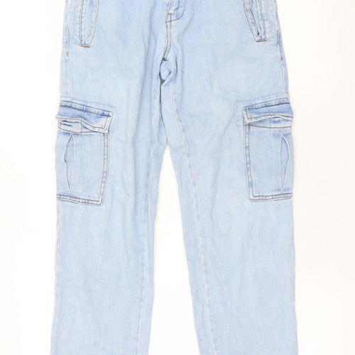 Denim Co Women Blue Cargo Jeans Size 8 Relaxed Fit Cotton