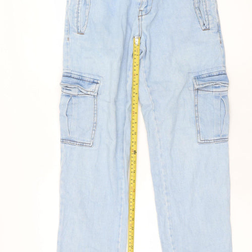 Denim Co Women Blue Cargo Jeans Size 8 Relaxed Fit Cotton