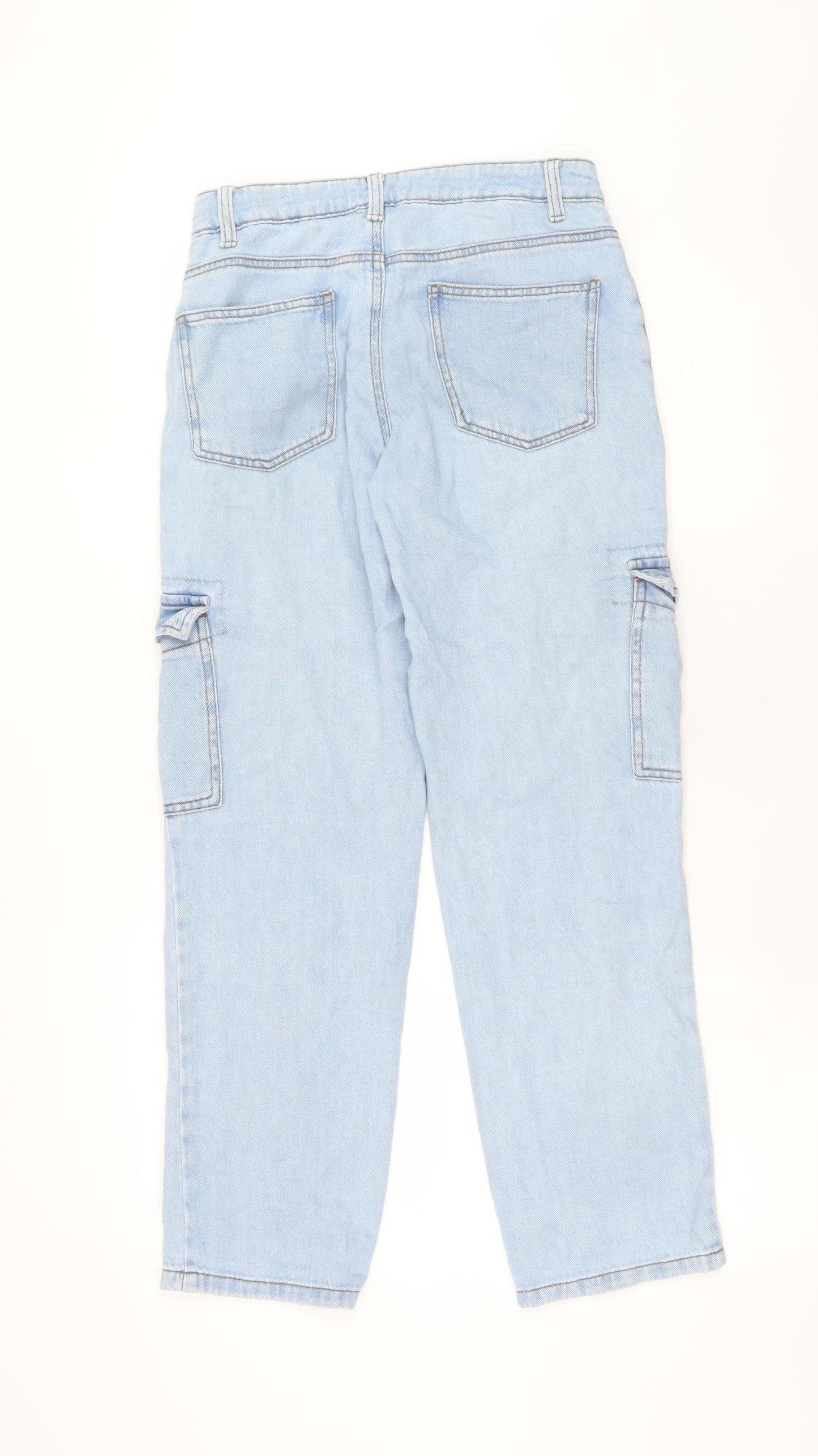 Denim Co Women Blue Cargo Jeans Size 8 Relaxed Fit Cotton
