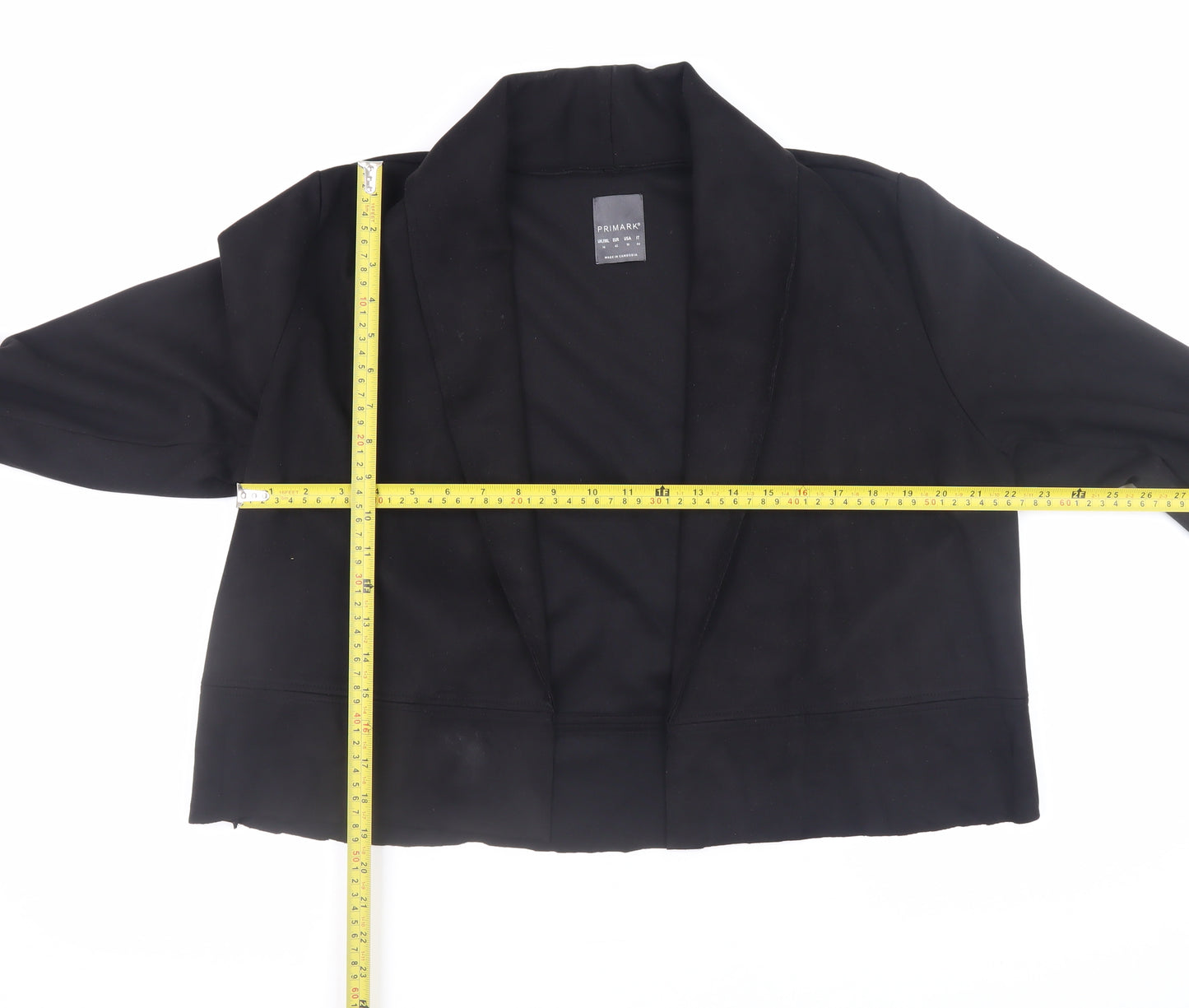 Primark Womens Black Cropped Open Blazer Size 14