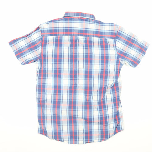 Diesel Jeans Men's Blue Check Short Sleeve Cotton Button-Up Shirt Size M