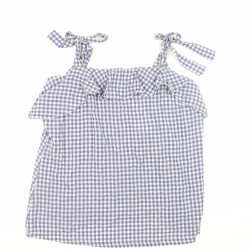 Next Women's Blue Gingham Ruffle Camisole Tank Top Size 18