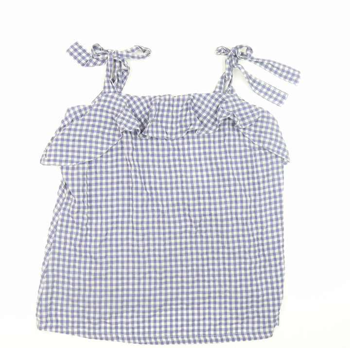 Next Women's Blue Gingham Ruffle Camisole Tank Top Size 18