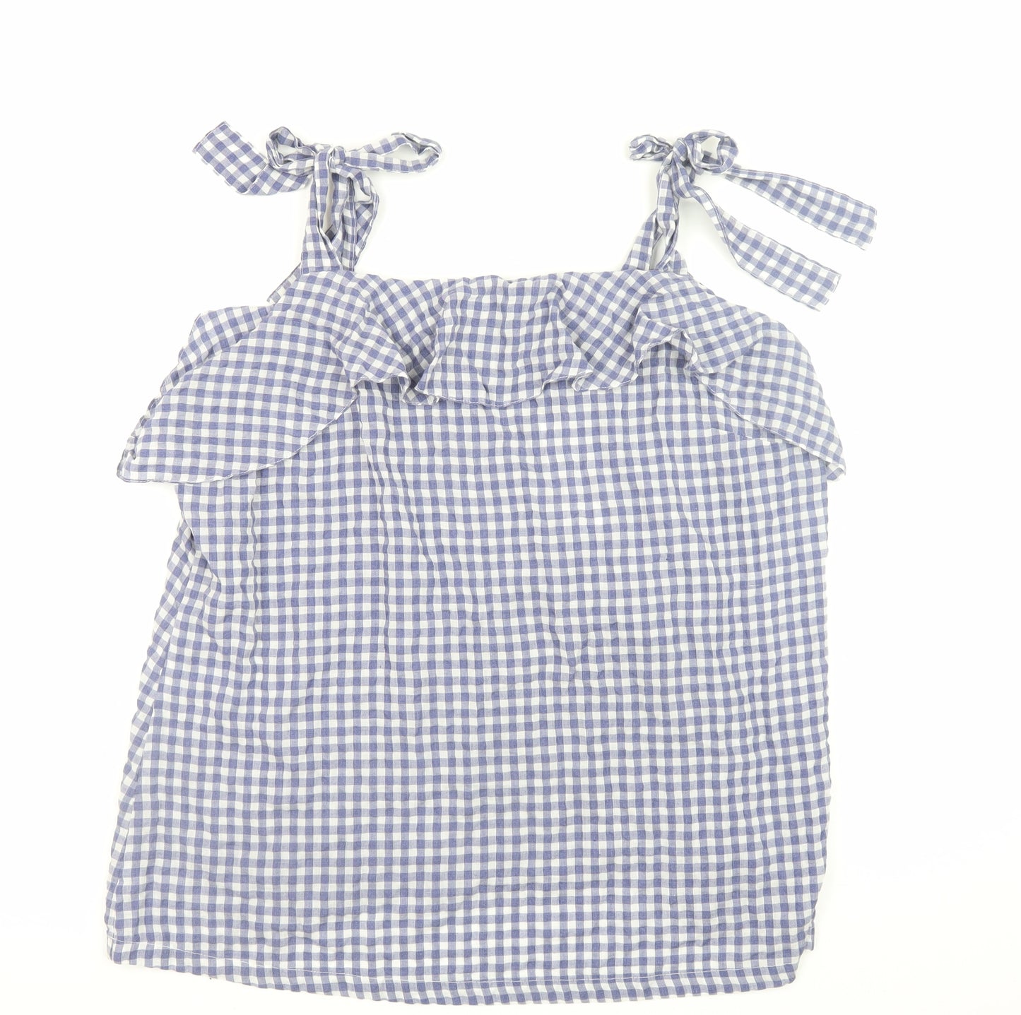 Next Women's Blue Gingham Ruffle Camisole Tank Top Size 18