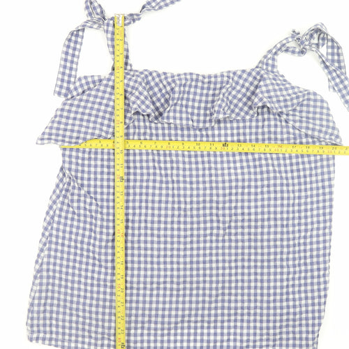 Next Women's Blue Gingham Ruffle Camisole Tank Top Size 18