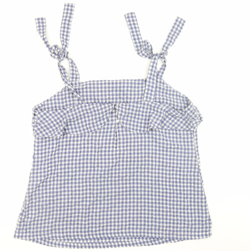 Next Women's Blue Gingham Ruffle Camisole Tank Top Size 18