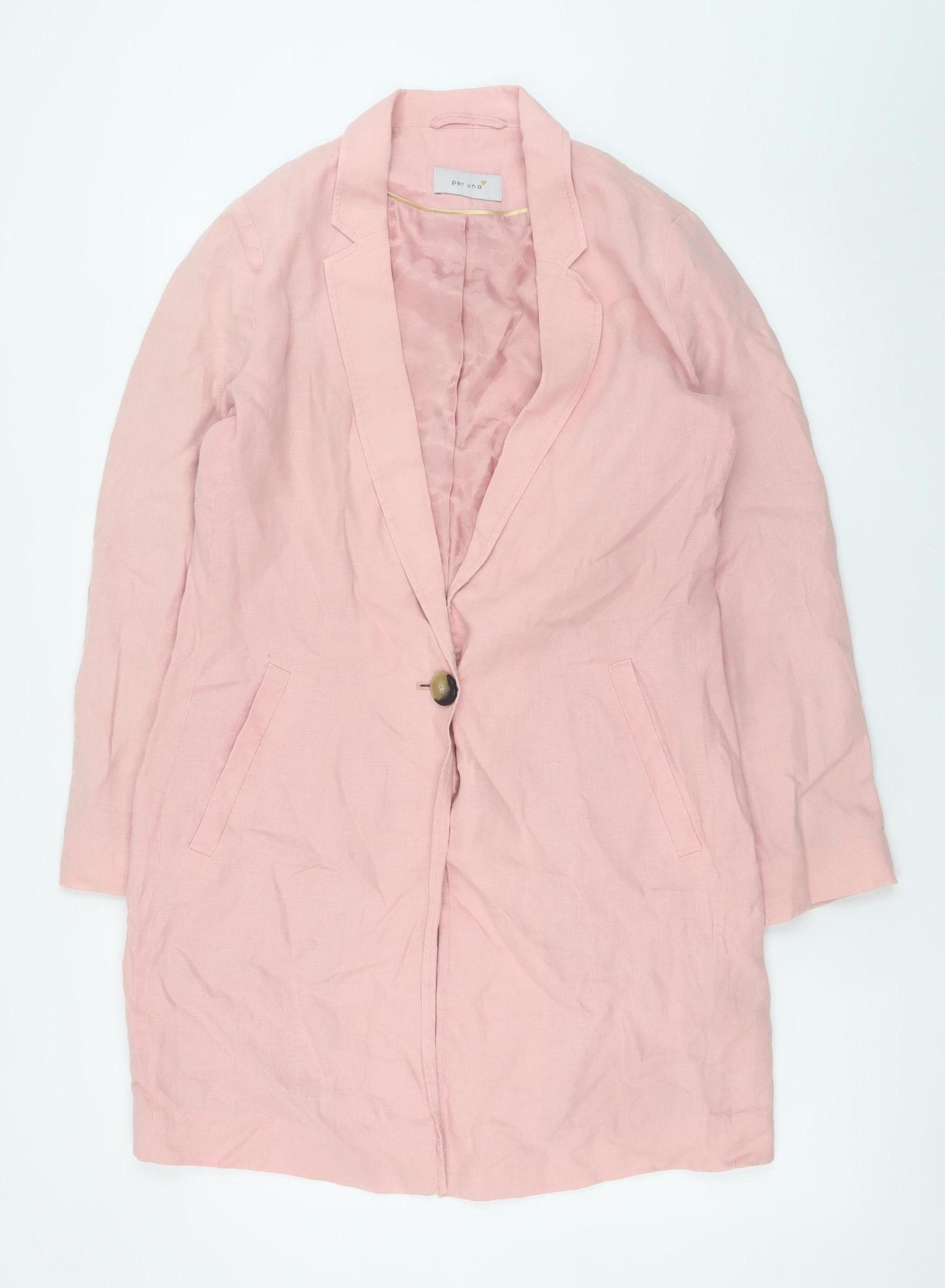 Marks and Spencer Women’s Pink Linen Blazer Jacket Size 8