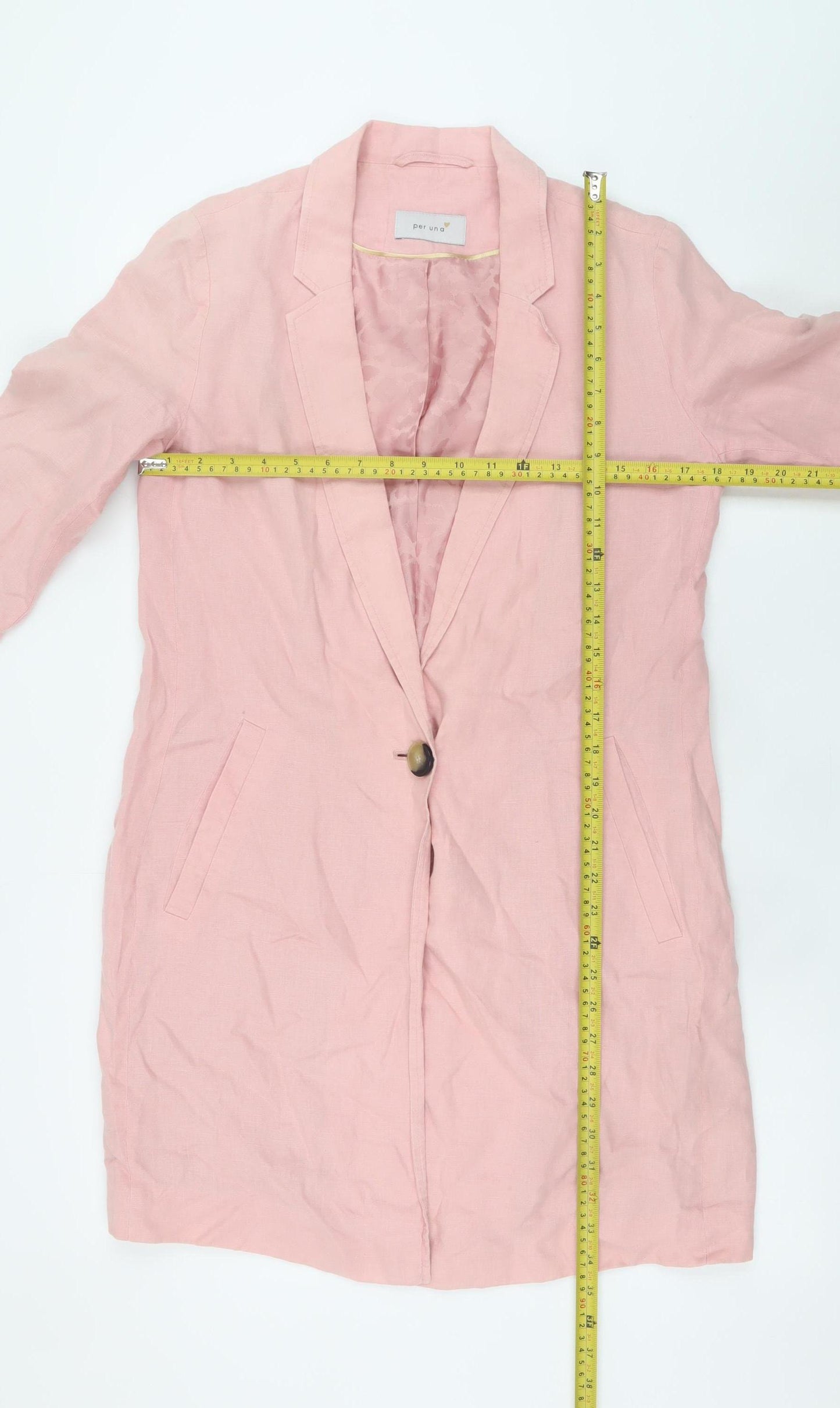 Marks and Spencer Women’s Pink Linen Blazer Jacket Size 8