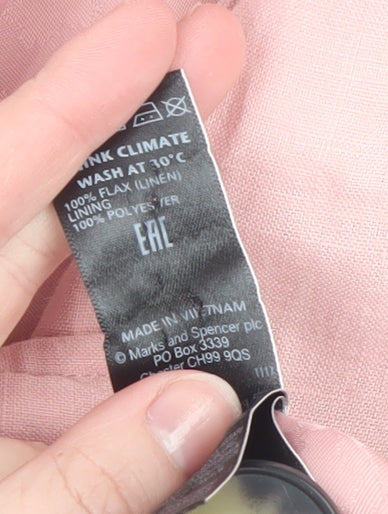 Marks and Spencer Women’s Pink Linen Blazer Jacket Size 8