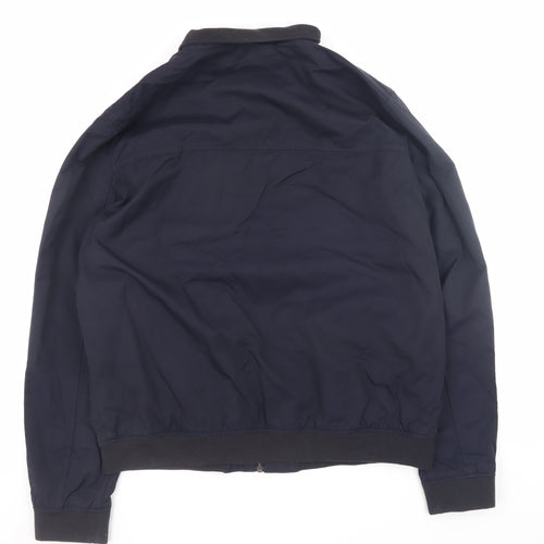 Next Men’s Blue Bomber Jacket L 42in Cotton Nylon Full Zip Lined Casual