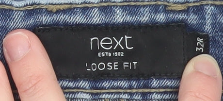 Next Men's Blue Denim Straight Leg Jeans 32W 31L Relaxed Fit