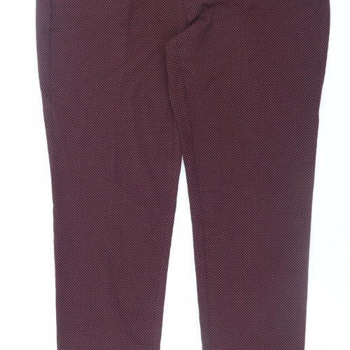 Marks and Spencer Women Brown Geometric Stretch Trousers Size 18 Tall
