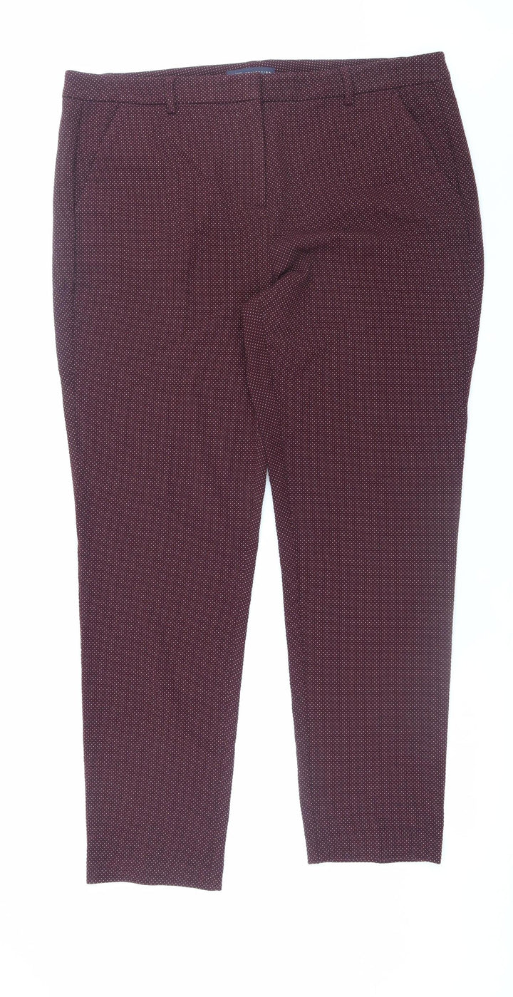 Marks and Spencer Women Brown Geometric Stretch Trousers Size 18 Tall