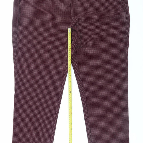Marks and Spencer Women Brown Geometric Stretch Trousers Size 18 Tall