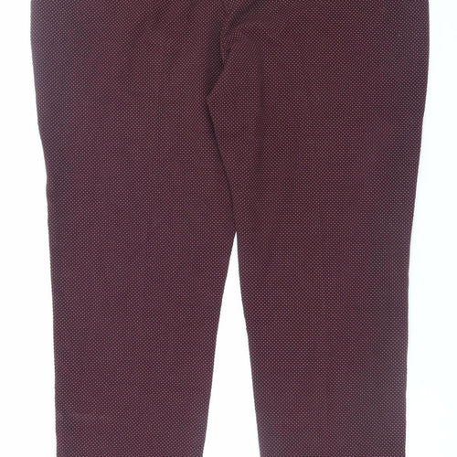 Marks and Spencer Women Brown Geometric Stretch Trousers Size 18 Tall