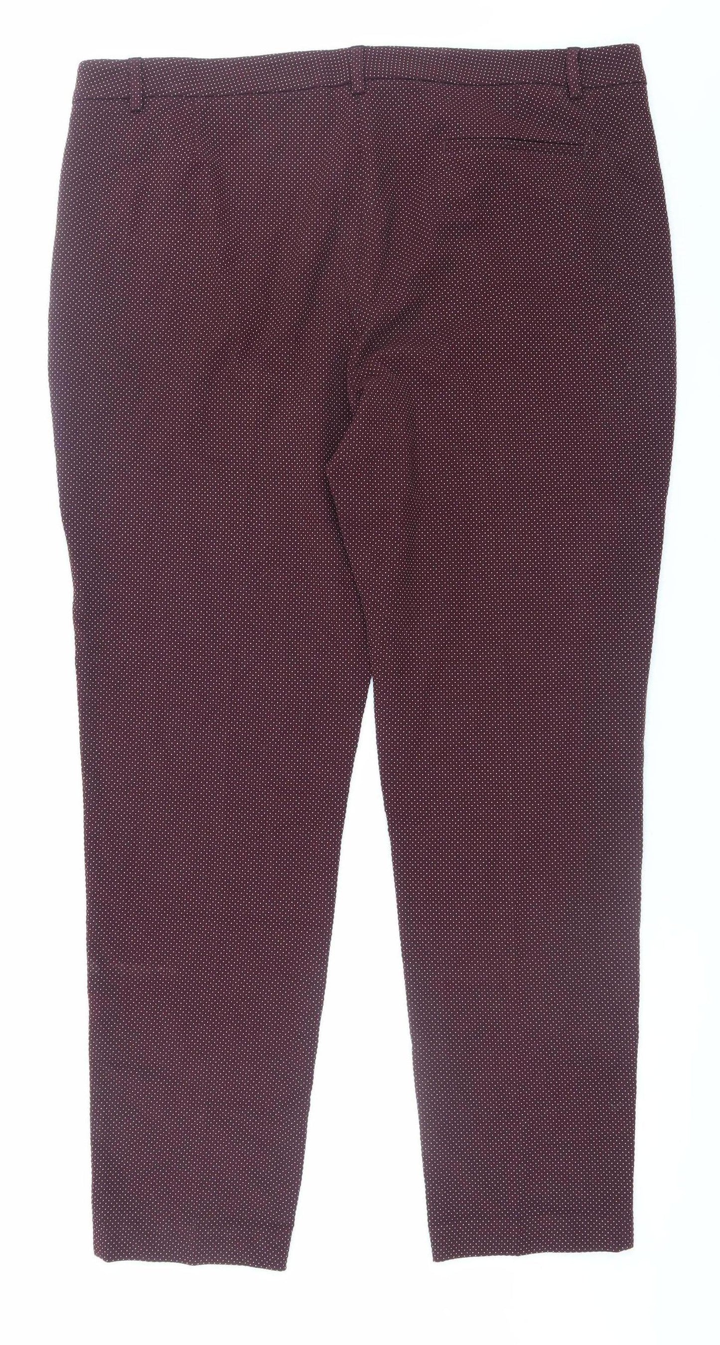 Marks and Spencer Women Brown Geometric Stretch Trousers Size 18 Tall