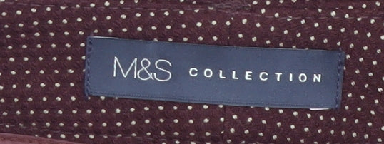 Marks and Spencer Women Brown Geometric Stretch Trousers Size 18 Tall