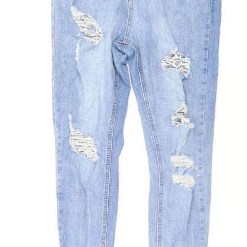 Sinner Womens Blue High Waist Skinny Distressed Jeans UK 12