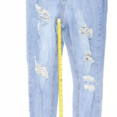 Sinner Womens Blue High Waist Skinny Distressed Jeans UK 12