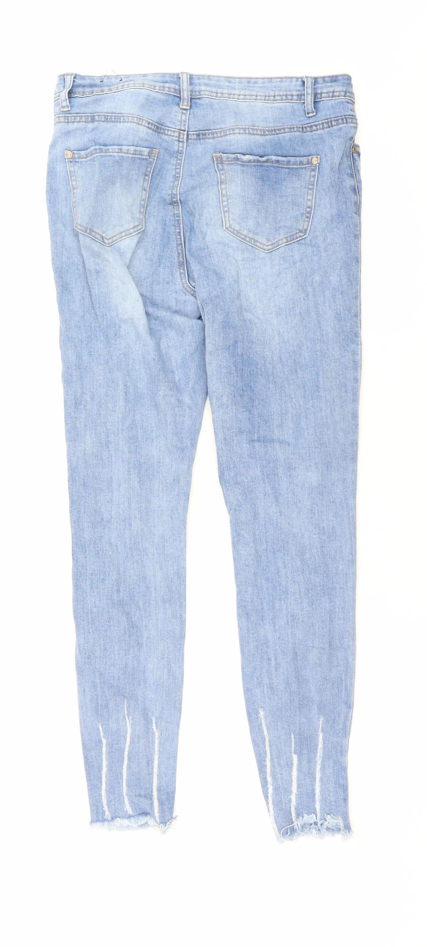 Sinner Womens Blue High Waist Skinny Distressed Jeans UK 12