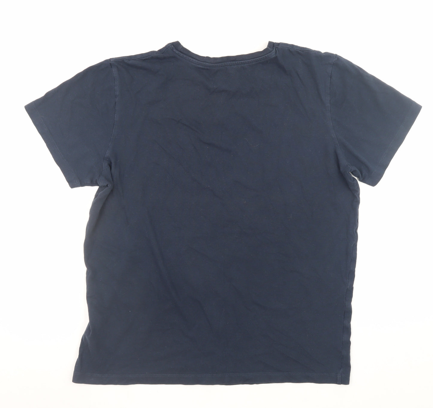 Jack & Jones Men’s Blue Cotton Crew Neck Short Sleeve T-Shirt Size L