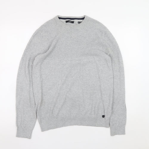 Jack & Jones Men's Grey Knit Crew Neck Jumper Size M Regular Fit