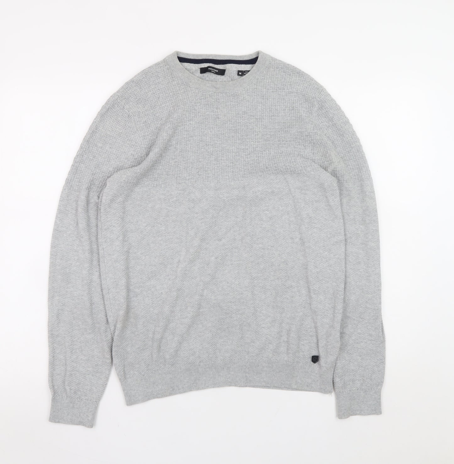 Jack & Jones Men's Grey Knit Crew Neck Jumper Size M Regular Fit