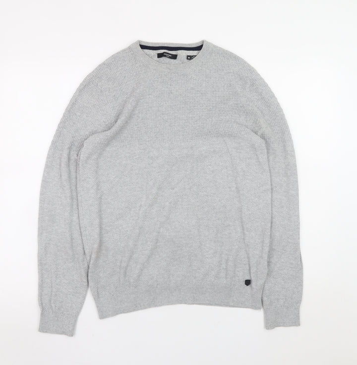 Jack & Jones Men's Grey Knit Crew Neck Jumper Size M Regular Fit