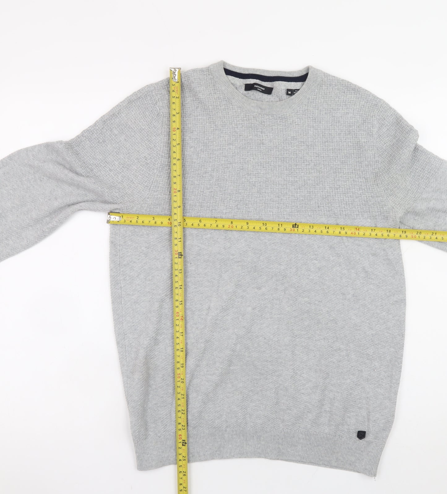 Jack & Jones Men's Grey Knit Crew Neck Jumper Size M Regular Fit