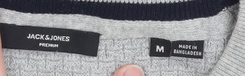 Jack & Jones Men's Grey Knit Crew Neck Jumper Size M Regular Fit