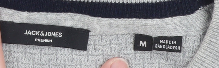 Jack & Jones Men's Grey Knit Crew Neck Jumper Size M Regular Fit