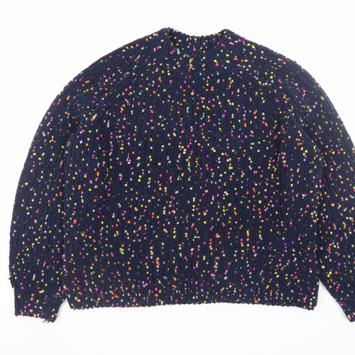Marks and Spencer Womens Blue Colourful Knit Crew Neck Pullover Jumper M