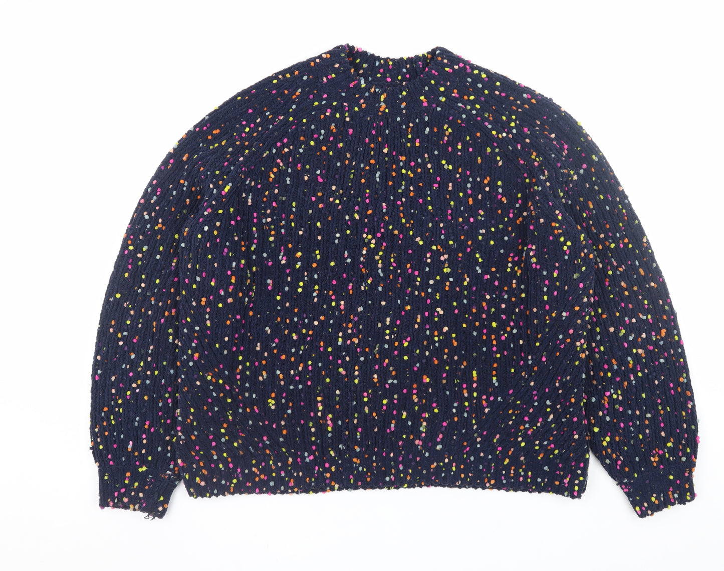Marks and Spencer Womens Blue Colourful Knit Crew Neck Pullover Jumper M