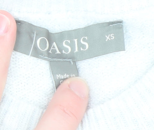 Oasis Women Ivory Sequin Bow Jumper XS Winter Pullover