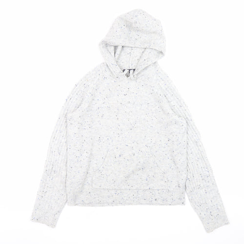 Marks and Spencer Women’s Grey Hooded Chunky-Knit Jumper Size S